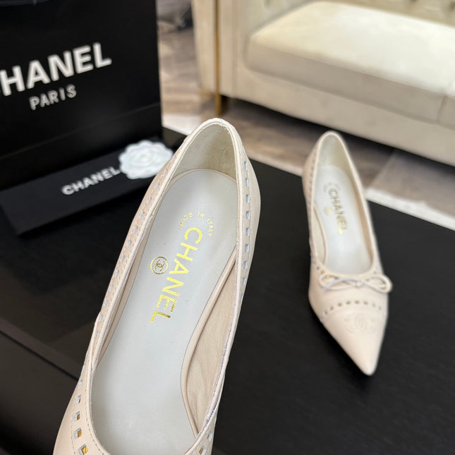 HIGH HEEL PUMP 65 MM IN WHITE CREAM LAMBSKIN