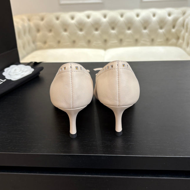 HIGH HEEL PUMP 65 MM IN WHITE CREAM LAMBSKIN