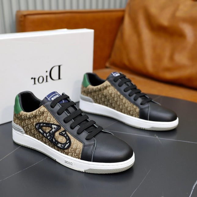 CD LOW TOP BASIC SNEAKER BLACK CALFSKIN AND JACQUARD
