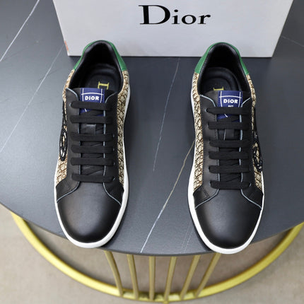 CD LOW TOP BASIC SNEAKER BLACK CALFSKIN AND JACQUARD