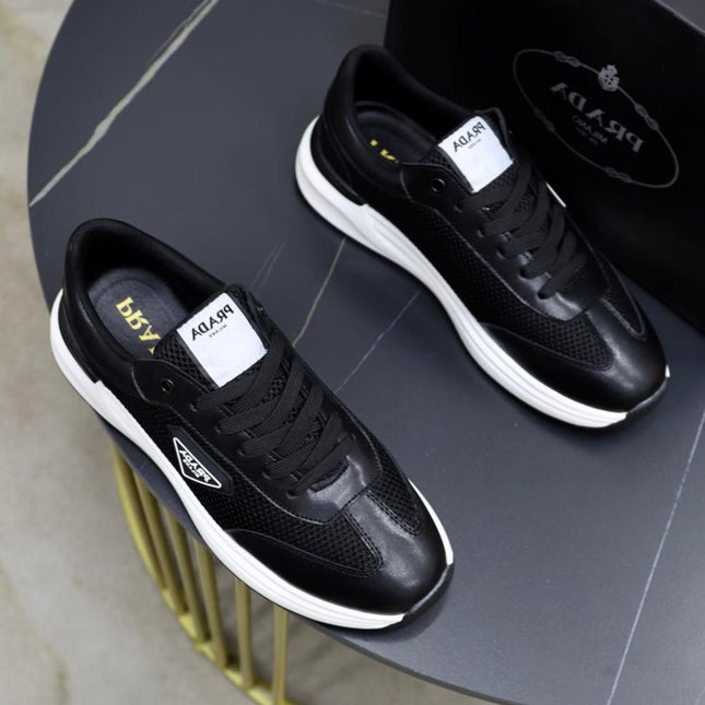 PRA SNEAKER IN BLACK CALFSKIN AND MESH FABRIC