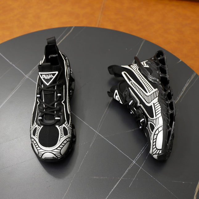 PRA RUNNING SHOES BLADE IN BLACK MIX WHITE BREATHABLE MESH