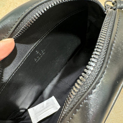 GG MINI 18 MARMONT MATELASSÉ SHOULDER BAG BLACK CALFSKIN