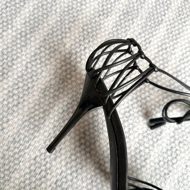 BABYLONE SANDALS 90 IN ALL BLACK LAMBSKIN