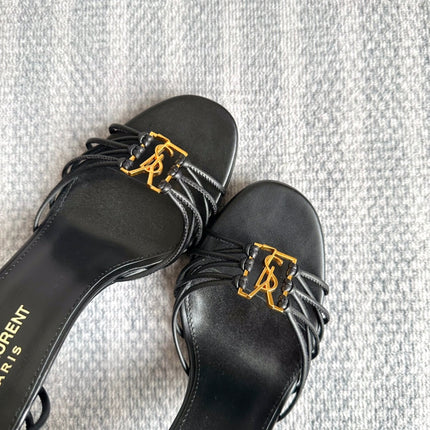 BABYLONE SANDALS 90 IN ALL BLACK LAMBSKIN