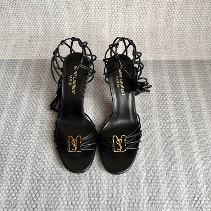 BABYLONE SANDALS 90 IN ALL BLACK LAMBSKIN