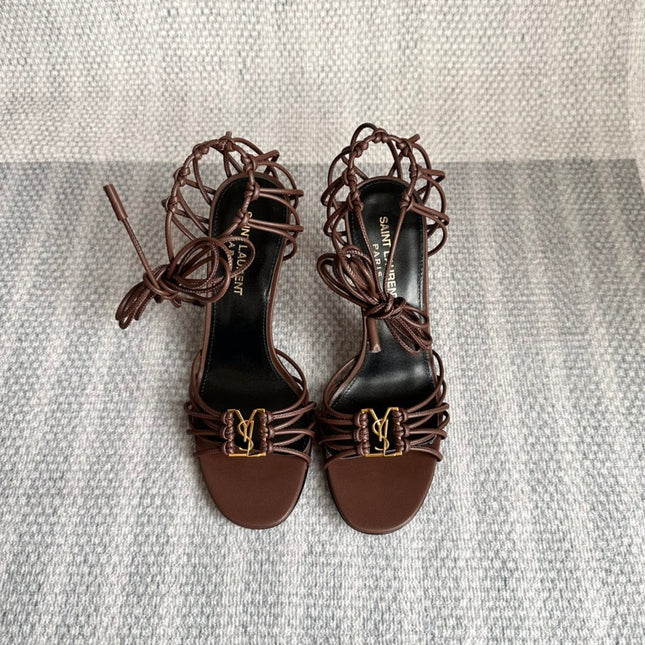 BABYLONE SANDALS 90 IN BLACK BROWN LAMBSKIN