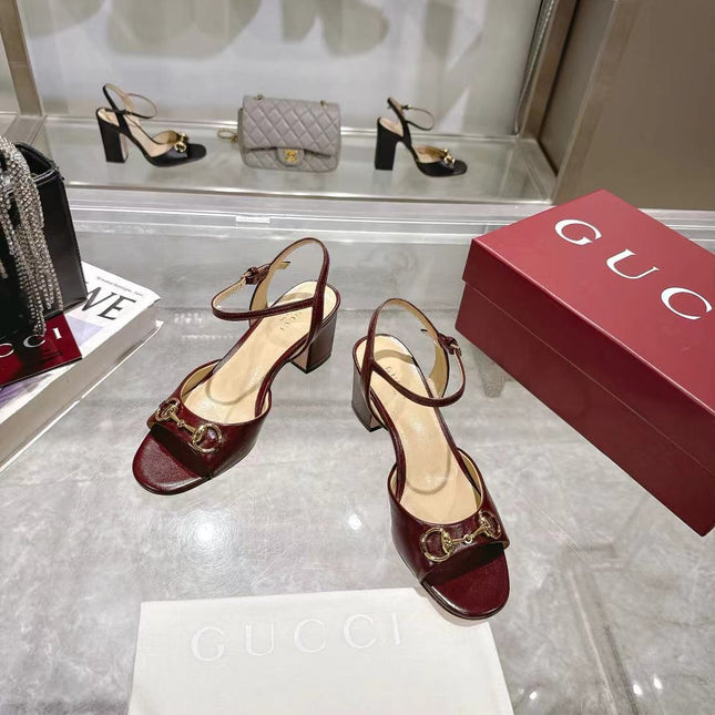 GG SLINGBACK IN BURGUNDY RED CALFSKIN