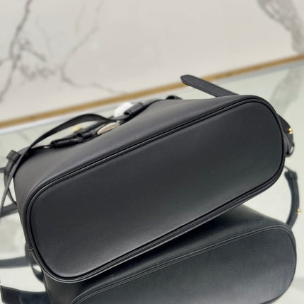 TOTE BAG WITH BELT 32 IN BLACK IMPORTED CALFSKIN