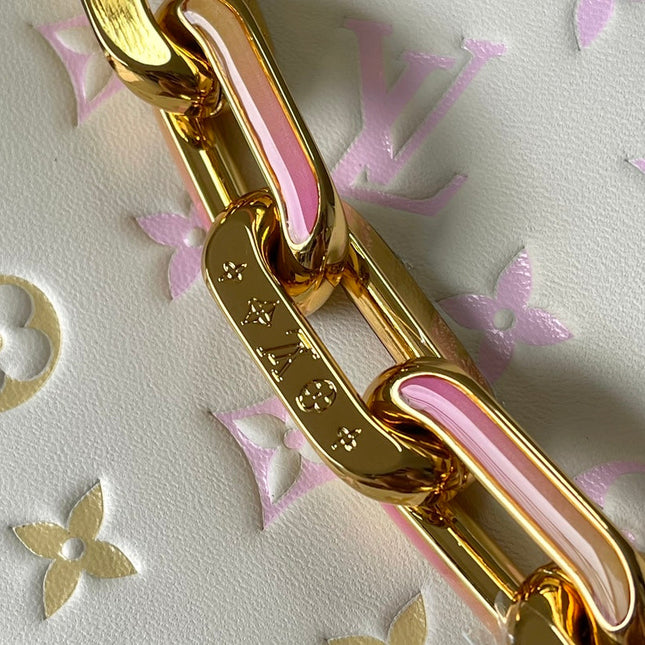 COUSSIN BB 21 IN WHITE MONOGRAM EMBOSSED LAMBSKIN GOLD HARDWARE