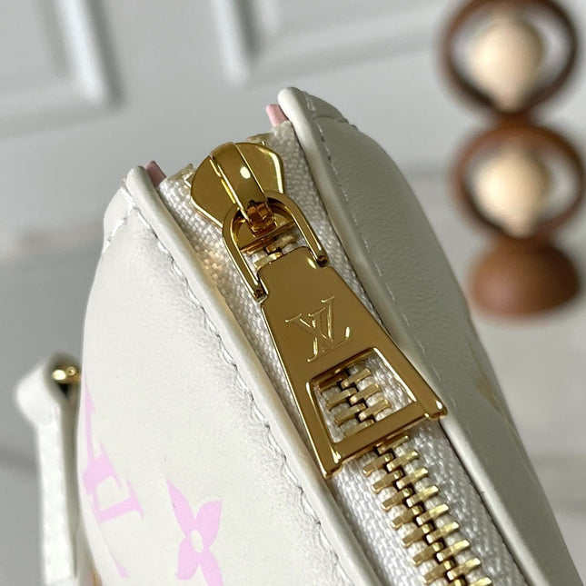 COUSSIN BB 21 IN WHITE MONOGRAM EMBOSSED LAMBSKIN GOLD HARDWARE