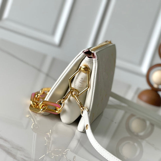 COUSSIN BB 21 IN WHITE MONOGRAM EMBOSSED LAMBSKIN GOLD HARDWARE