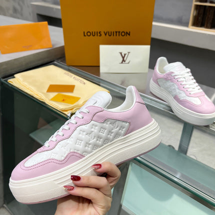 LV WOMEN GROOVY PLATFORM IN WHITE MIX LIGHT PINK EMBOSSED CALFSKIN
