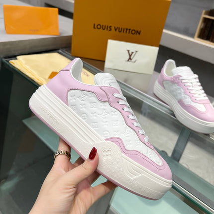 LV WOMEN GROOVY PLATFORM IN WHITE MIX LIGHT PINK EMBOSSED CALFSKIN
