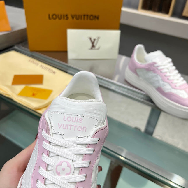 LV WOMEN GROOVY PLATFORM IN WHITE MIX LIGHT PINK EMBOSSED CALFSKIN