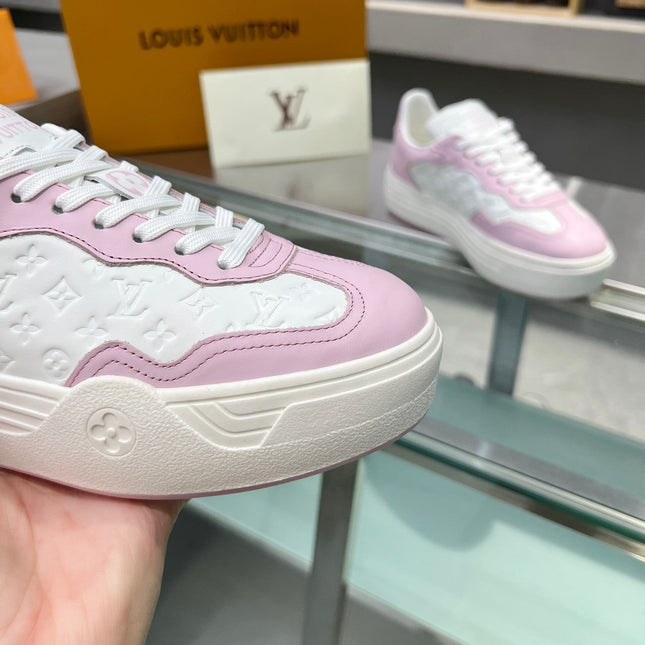 LV WOMEN GROOVY PLATFORM IN WHITE MIX LIGHT PINK EMBOSSED CALFSKIN