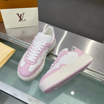 LV WOMEN GROOVY PLATFORM IN WHITE MIX LIGHT PINK EMBOSSED CALFSKIN