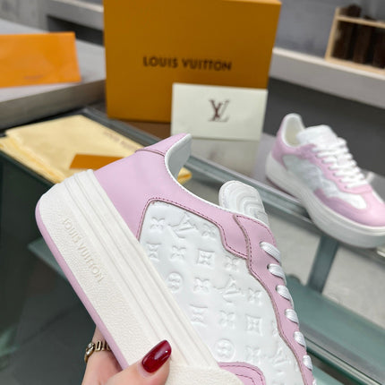 LV WOMEN GROOVY PLATFORM IN WHITE MIX LIGHT PINK EMBOSSED CALFSKIN