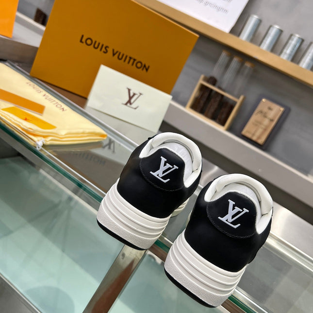 LV WOMEN GROOVY PLATFORM IN WHITE MIX BLACK EMBOSSED CALFSKIN