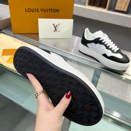 LV WOMEN GROOVY PLATFORM IN WHITE MIX BLACK EMBOSSED CALFSKIN