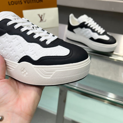 LV WOMEN GROOVY PLATFORM IN WHITE MIX BLACK EMBOSSED CALFSKIN