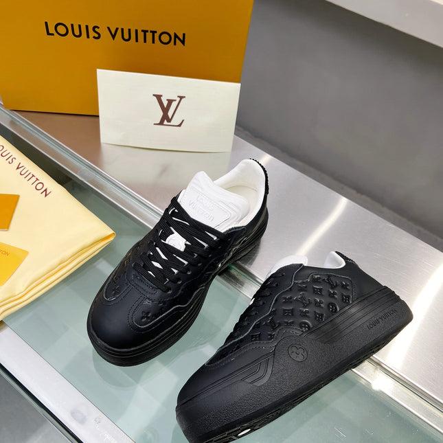 LV WOMEN GROOVY PLATFORM IN BLACK EMBOSSED CALFSKIN