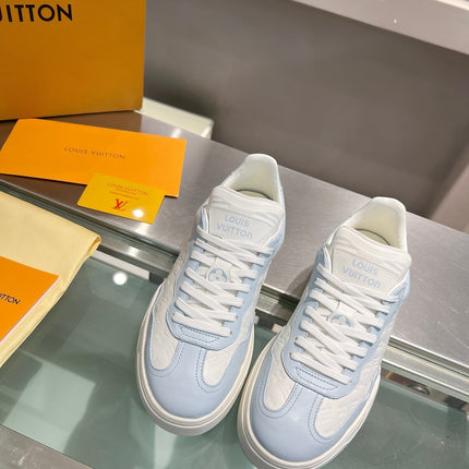 LV WOMEN GROOVY PLATFORM IN WHITE MIX LIGHT BLUE EMBOSSED CALFSKIN
