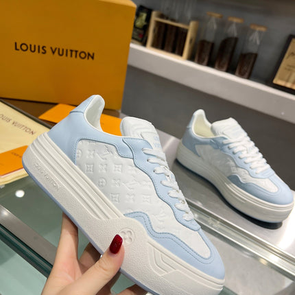 LV WOMEN GROOVY PLATFORM IN WHITE MIX LIGHT BLUE EMBOSSED CALFSKIN