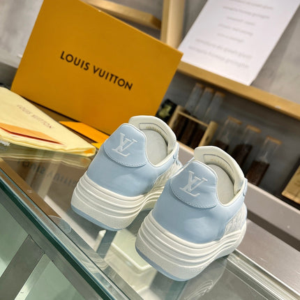 LV WOMEN GROOVY PLATFORM IN WHITE MIX LIGHT BLUE EMBOSSED CALFSKIN