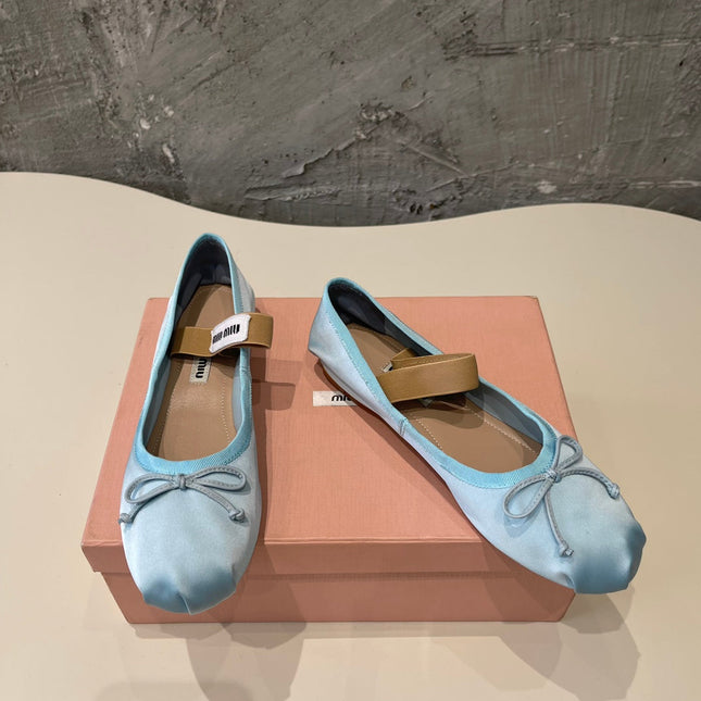BALLET FLAT SHOES LIGHT BLUE GLOSSY SHEEPSKIN