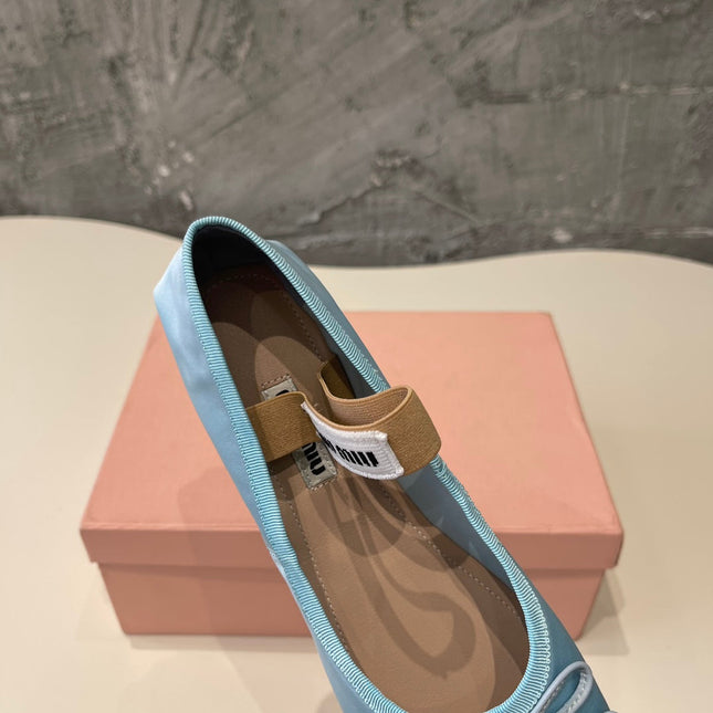 BALLET FLAT SHOES LIGHT BLUE GLOSSY SHEEPSKIN