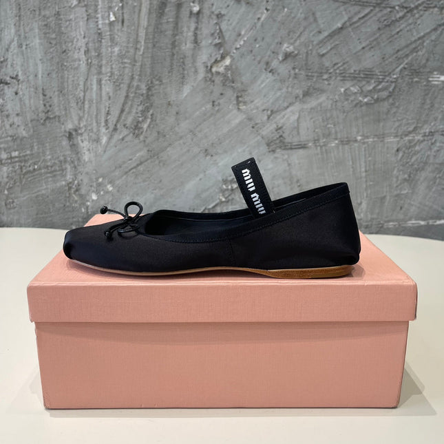 BALLET FLAT SHOES BLACK GLOSSY SHEEPSKIN