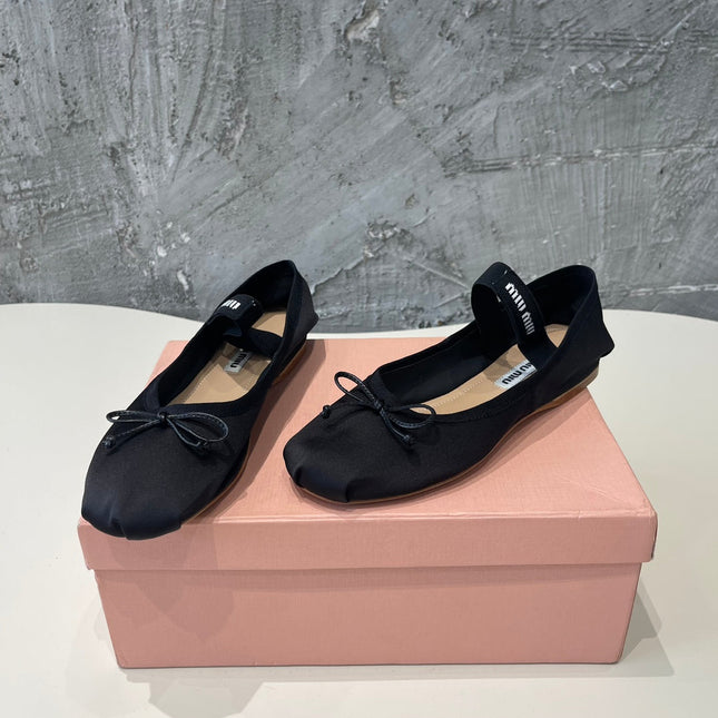 BALLET FLAT SHOES BLACK GLOSSY SHEEPSKIN