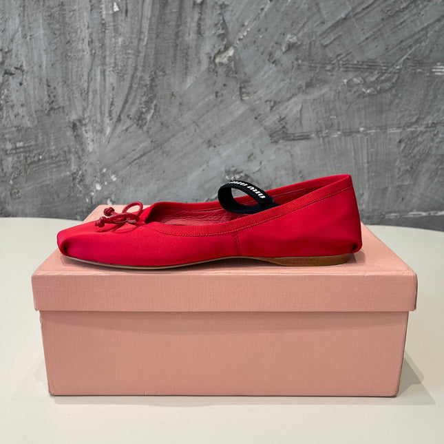 BALLET FLAT SHOES CRIMSON COLOR GLOSSY SHEEPSKIN
