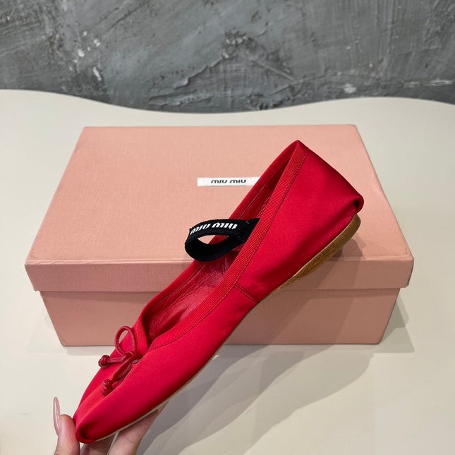 BALLET FLAT SHOES CRIMSON COLOR GLOSSY SHEEPSKIN