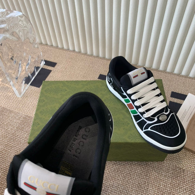 GG SCREENER SNEAKER WITH WEB BLACK CALFSKIN