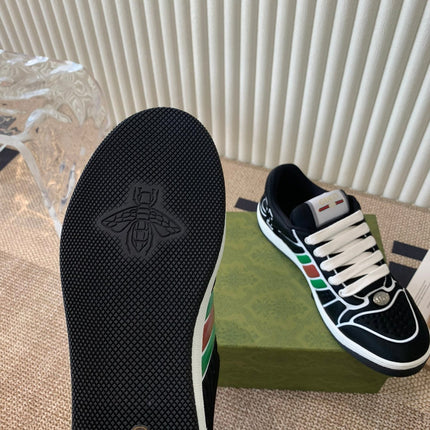 GG SCREENER SNEAKER WITH WEB BLACK CALFSKIN