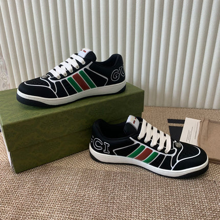 GG SCREENER SNEAKER WITH WEB BLACK CALFSKIN