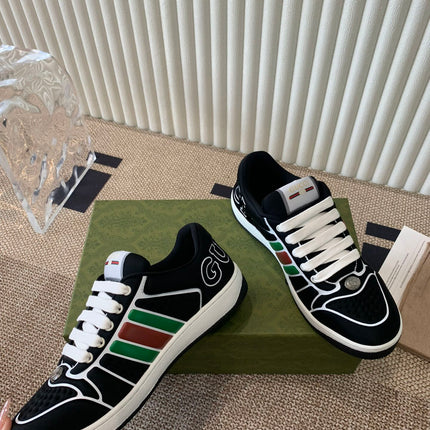 GG SCREENER SNEAKER WITH WEB BLACK CALFSKIN