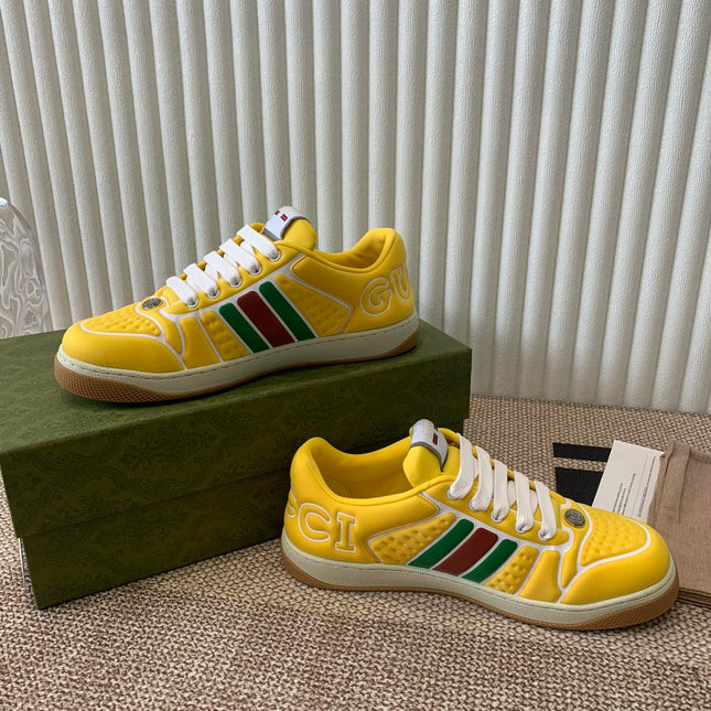 GG SCREENER SNEAKER WITH WEB LEMON CALFSKIN