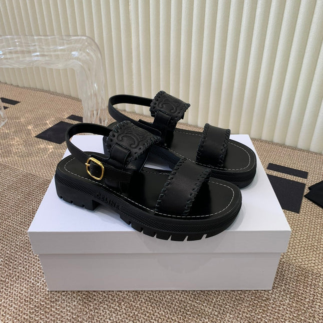 ROMAN SANDAL IN BLACK CALFSKIN