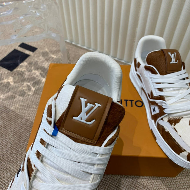 LV TRAINER SNEAKER PONY BROWN MIX WHITE