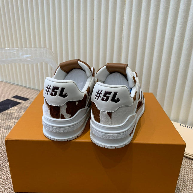 LV TRAINER SNEAKER PONY BROWN MIX WHITE