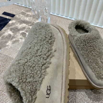 TASMAN MAXI CURLY IN SMOKE GRAY SUEDE AND SHEARLING