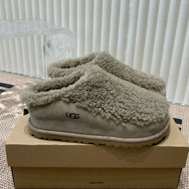 TASMAN MAXI CURLY IN SMOKE GRAY SUEDE AND SHEARLING