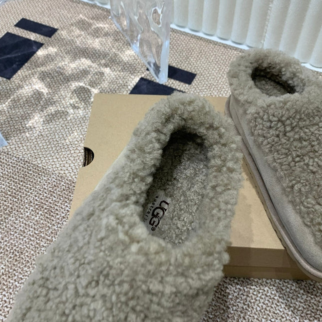TASMAN MAXI CURLY IN SMOKE GRAY SUEDE AND SHEARLING