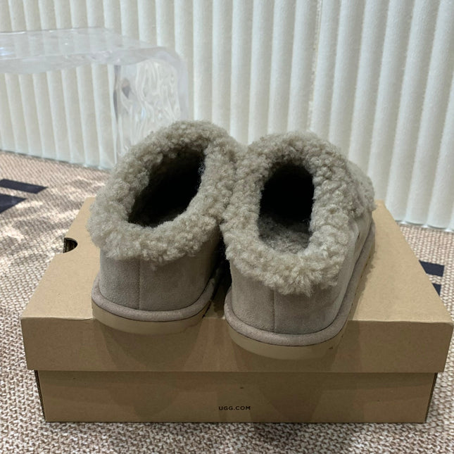 TASMAN MAXI CURLY IN SMOKE GRAY SUEDE AND SHEARLING
