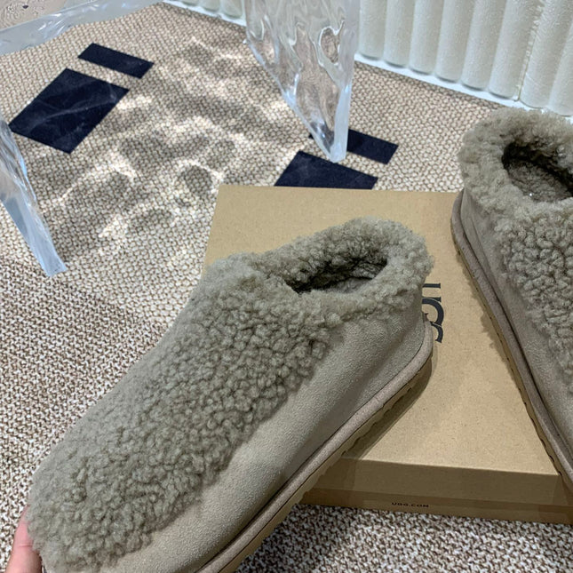 TASMAN MAXI CURLY IN SMOKE GRAY SUEDE AND SHEARLING