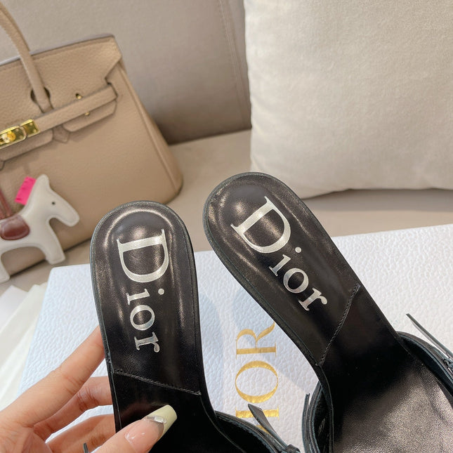 HEELED MULES 85MM IN BLACK LAMBSKIN