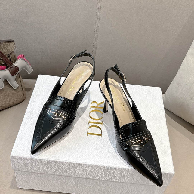 BOY SLINGBACK PUMP 75 MM IN BLACK CALFSKIN